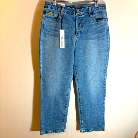YOGA JEANS Sz 32 Jeans Button Fly Mid-Wash Mom Or Boyfriend Style NEW WITH TAGS - Picture 2 of 12